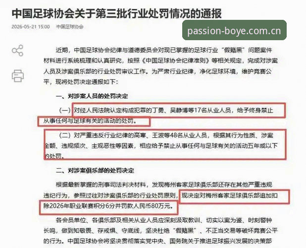 博业体育安卓版 足球反腐终身禁赛与五年禁赛对比:中国足协第三批名单揭示行业深层危机